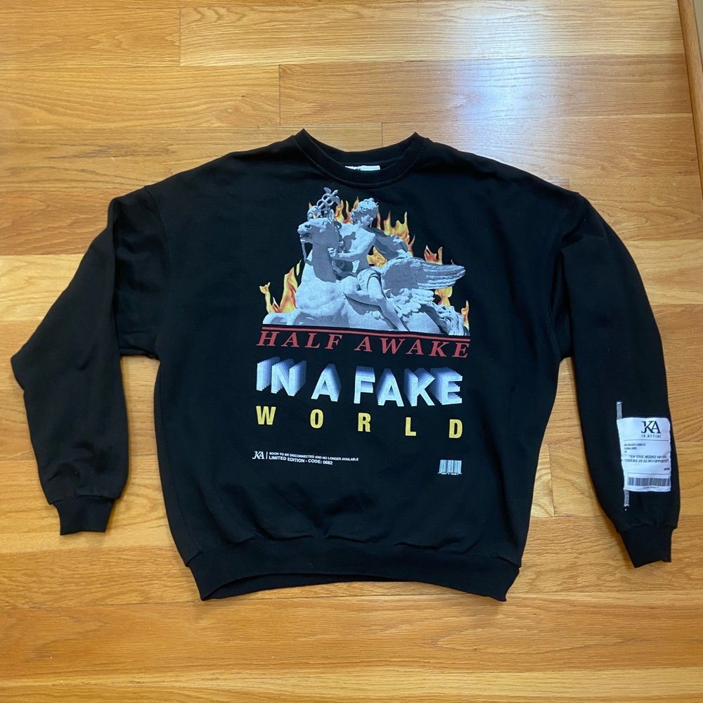 Half Awake Graphic Print Sweatshirt - Black